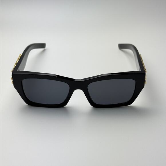 BRAND NEW Givenchy Sunglasses GV40077I 01A Shiny Black and Studs/Grey Women - Picture 1 of 11